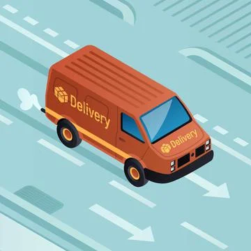 Van parcel delivery concept background, isometric style Stock Illustration