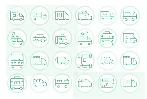 Van Professional Vector Set with 24 Thin Line Editable 256x256 Icons Stock Illustration