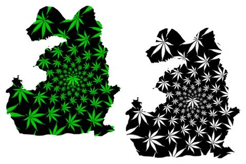 Van (Provinces of the Republic of Turkey) map is designed cannabis leaf green Stock Illustration