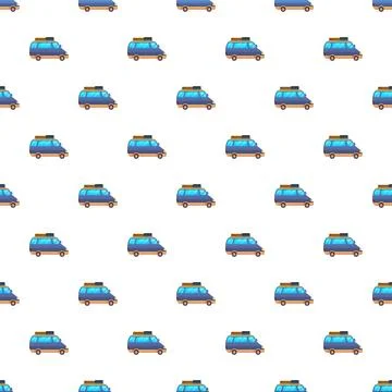 Van with roof rack repeating seamless pattern Stock Illustration