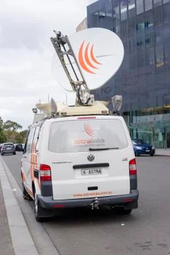 Van with satellite dish Stock Photos