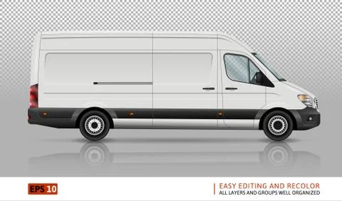 Van side view realistic vector illustration Stock Illustration