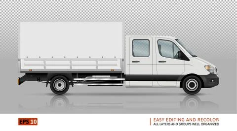 Van side view realistic vector illustration Stock Illustration