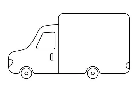 Van. Sketch. Small truck with a rectangular body. Vector illustration. D Stock Illustration