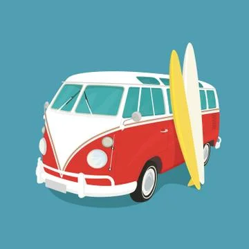 Van surf retro illustration Illustrazione stock