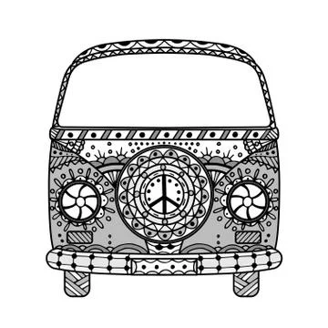 Van in Tangle Patterns style Illustrazione stock