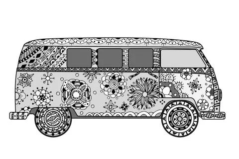 Van in Tangle Patterns style 스톡 일러스트