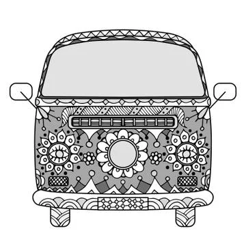 Van in Tangle Patterns style Illustrazione stock