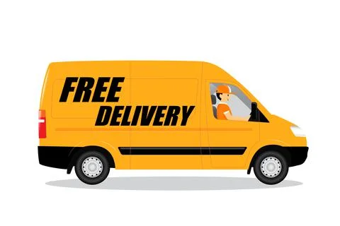 The van with text free delivery Illustration