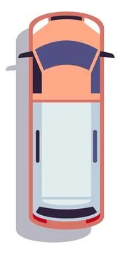 Van top view. Cargo car. Cartoon city vehicle Illustrazione stock