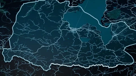 Van Turkey Glowing Digital Map Animation 4K Stock Footage 340086867