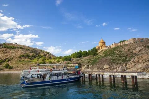 Van - Turkey, May 21, 2023, Akdamar Island in Van Lake. The Armenian Cathed.. Stock Photos