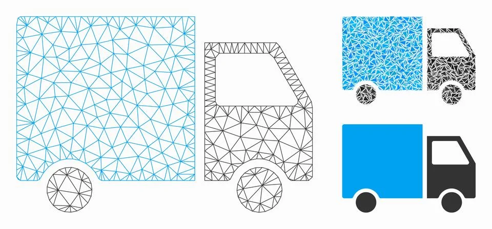 Van Vector Mesh Wire Frame Model and Triangle Mosaic Icon Illustrazione stock