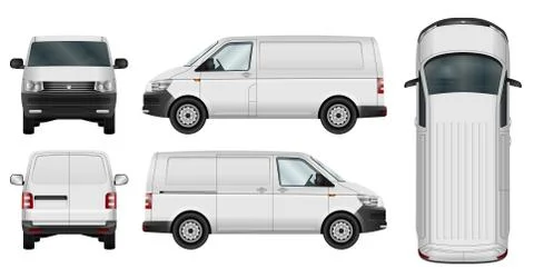 Van vector mock up. Isolated vehicle template side, front, back, top view Stock Illustration