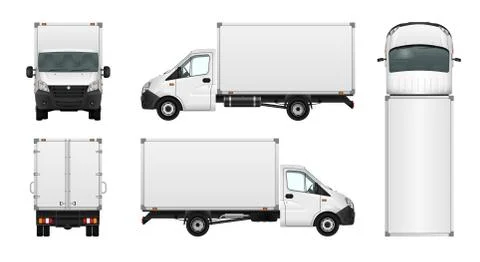 Van vector mock up. Isolated vehicle template side, front, back, top view Stock Illustration