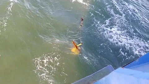 Van Veen Grab Sediment Sampler: Picks Up Sediment Stock Footage 220788447