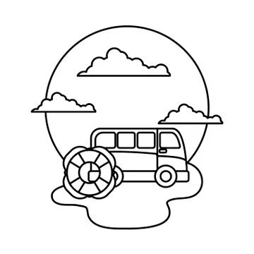 Van vehicle with float protection in beach Illustrazione stock