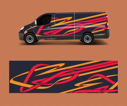 Van Wrap design template vector with wave shapes, decal, wrap, and sticker te Stock Illustration