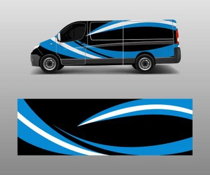 Van Wrap design template vector with wave shapes, decal, wrap, and sticker te Illustrazione stock