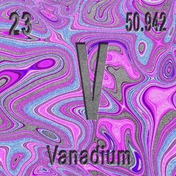 Vanadium chemical element, Sign with atomic number and atomic weight Stock Illustration