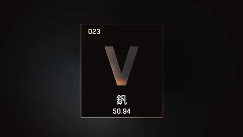 Vanadium as Element 23 of the Periodic Table 3D animation on grey background 스톡 동영상 126459907