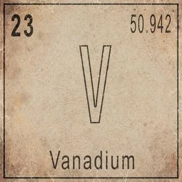 Vanadium Element Card from Periodic Table on Vintage Old Paper Stock Illustration