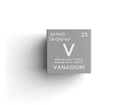 Vanadium. Transition metals. Chemical Element of Mendeleev's Periodic Table Stock Illustration