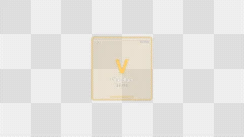 Vanadium V Periodic Table Element Tile Labeled Animation Video Overlay Alpha 4K Видео 339371013