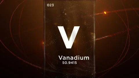 Vanadium (V) symbol chemical element of the periodic table, 3D animation on a Video stock 216221436
