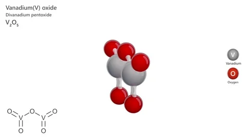 Vanadium(V) Oxide or vanadium pentoxide. 3D model. V2O5. White back. 3D render 스톡 동영상 291960765
