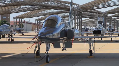 Vance Air Force Base T-38 Talon Fighter Jets 04 Stock Footage 127995393