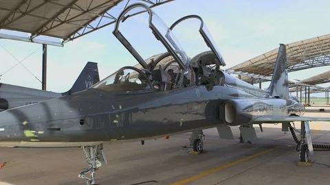Vance Air Force Base T-38 Talon Fighter Jets 10 스톡 동영상 127995482