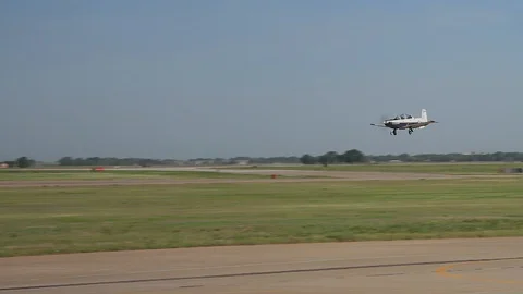Vance Air Force Base T-6 Texan Aircraft 01 Stock Footage 127995531