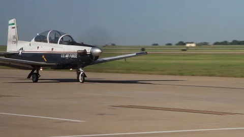 Vance Air Force Base T-6 Texan Aircraft 03 Stock Footage 127995534