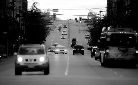 Vancity B&amp;W frame of evening time Stock Photos