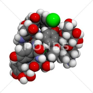 Vancomycin antibiotic drug (glycopeptide class), chemical structure ...