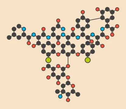 Vancomycin antibiotic drug molecule Illustrazione stock