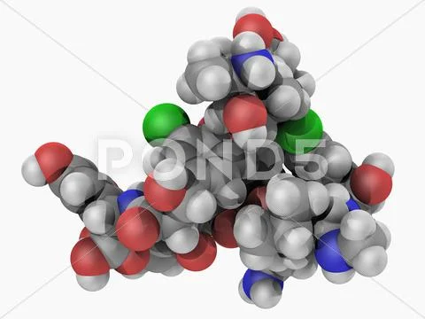 Vancomycin drug molecule Stock Illustration