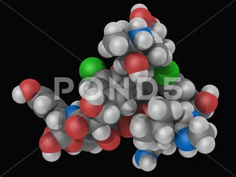 Vancomycin drug molecule Stock Illustration