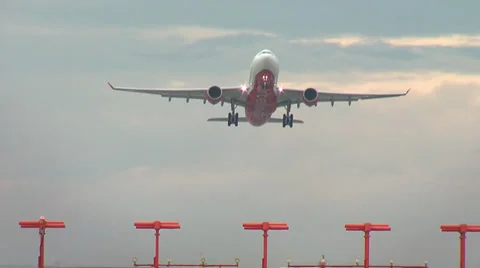 Vancouver A330 Takeoff - seq Stock Footage 34677125