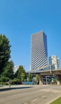 Vancouver. BC Canada - August 27, 2023: Future Vancouver, twisted tower by BI Stock Photos