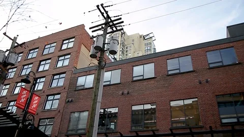 VANCOUVER, BC, CANADA - JAN 5, 2019: A view of Hamilton st in Yaletown with Video stock 100691167
