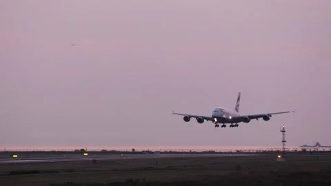 VANCOUVER, BC, CANADA - SEPT 17, 2022: Aircraft landing at YVR, Air Canada Stock Footage 219762165