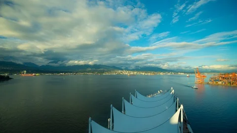 Vancouver, B.C.  Pan Pacific Hotel Panoramic Timelapse UHD-1 Stock Footage