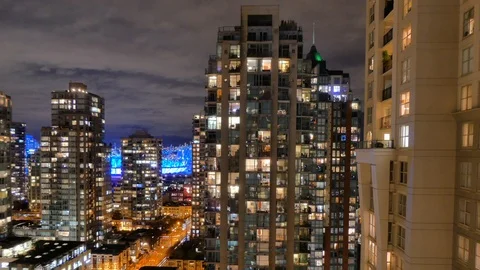 Vancouver Canada cityscape night time lapse downtown Stock Footage 107790622