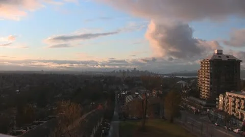 Vancouver Canada Downtown Sunset, Cloud And Traffic Time Lapse Stock-Footage 8992350