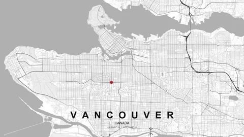 Vancouver Canada map with red location pin marker Stock Footage 333698472