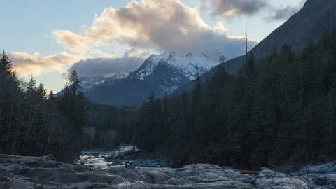 Vancouver Canada Mountains (Static shot, time-lapse) Stock Footage 129896834