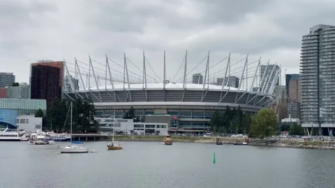 Vancouver Canada Multi-purpose BC Place Stadium and Seawall Stock Footage 281703926