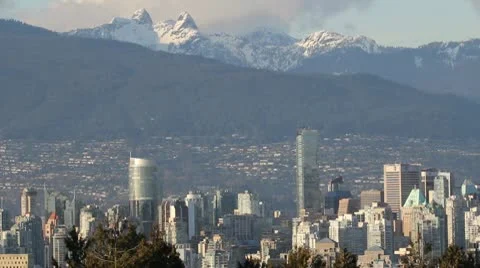Vancouver Canada Skyline Panoramic View with Mountains Видео 10774349